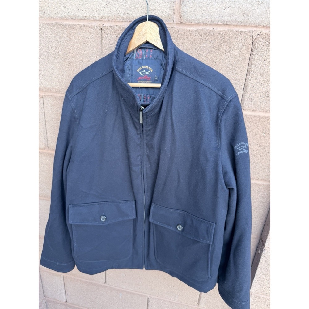 Vintage Paul & shark  Yachting  Overcoat Wool  Blue Navy Size XL